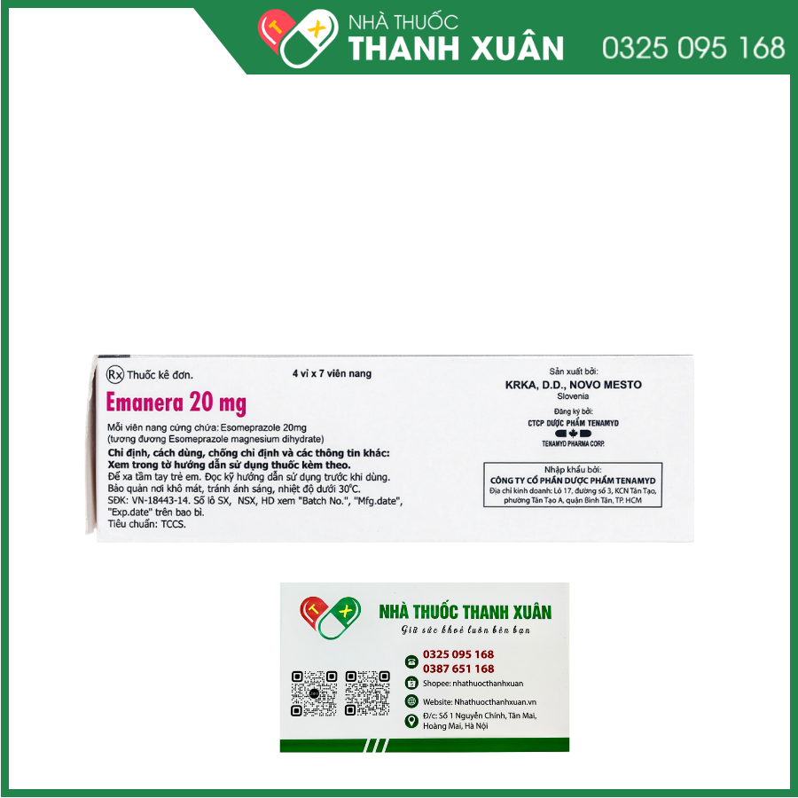 Emanera 20mg trị viêm loét thực quản do trào ngược